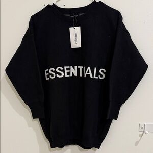 Essentials Black Crewneck Sweater with White ESSENTIALS Logo
